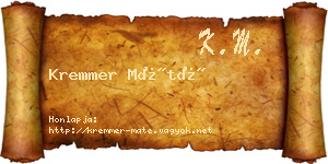 Kremmer Máté névjegykártya