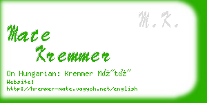 mate kremmer business card